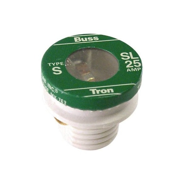 Eaton Bussmann Plug Fuse, SL Series, Time-Delay, 25A, 125V AC, Indicating, 10kA at 125V AC SL-25PK4 - main